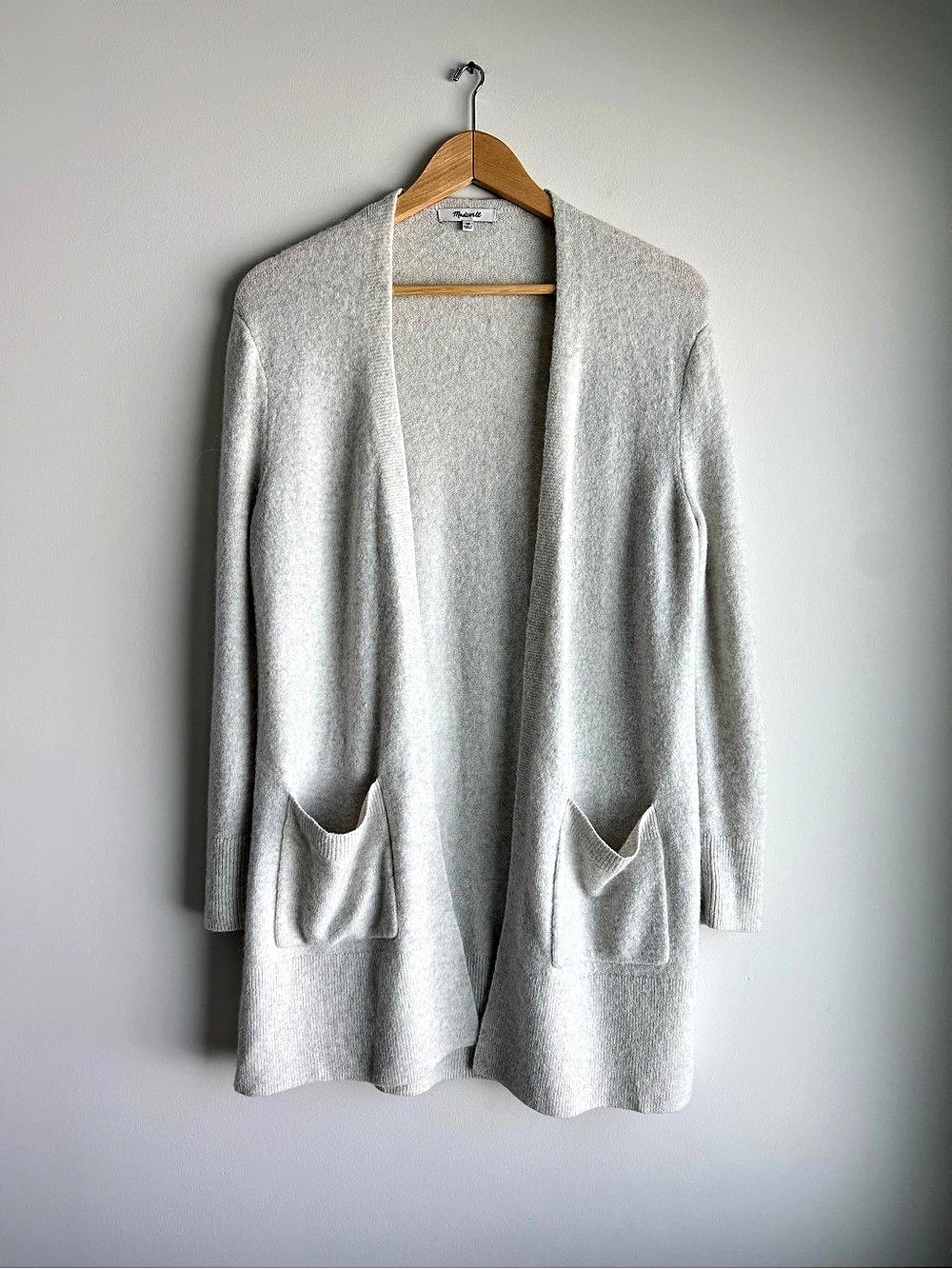 Madewell Gray Wool Alpaca Blend Long Open Front Cardigan Sweater XS